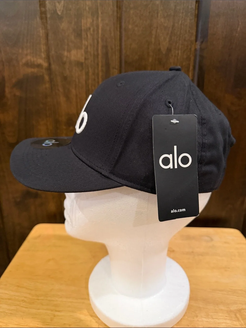 ALO Yoga Black Baseball Cap with White Logo
